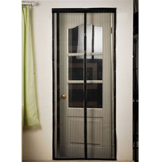 Mesh Magnetic Fly Screen Mosquito Bug Door Curtain Hands Free Black