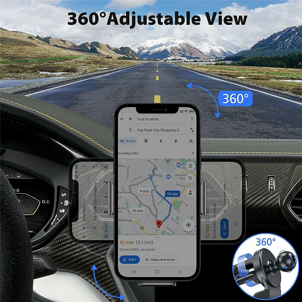 Automatic Qi Wireless Car Charging Fast Charger Mount Clamping Vent Phone Holder