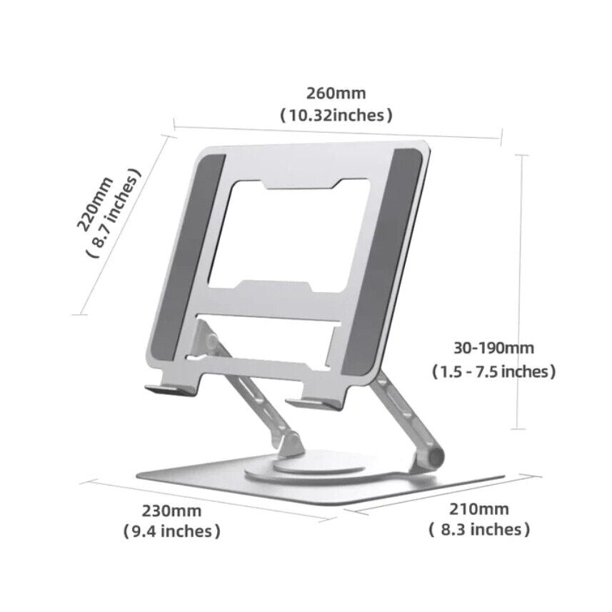 Laptop Stand 360 Rotating Adjustable Ergonimic Foldable Laptop Riser for Desk