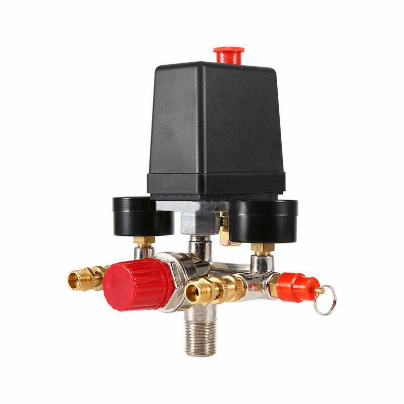 90-120PSI Air Compressor Pressure Switch Control Valve Manifold Regulator Gauges
