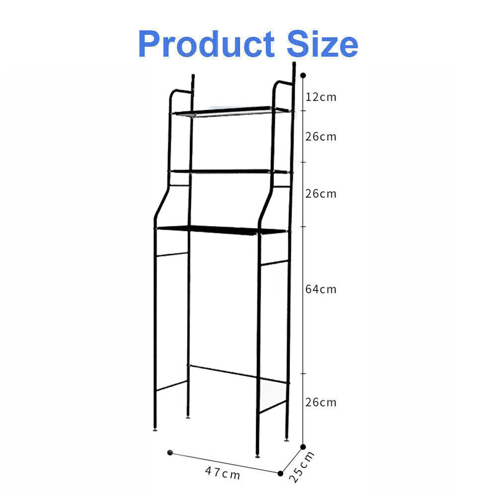 3 Tiers Toilet Shelf Bathroom Rack Over Laundry Washing Machine Storage Shelves