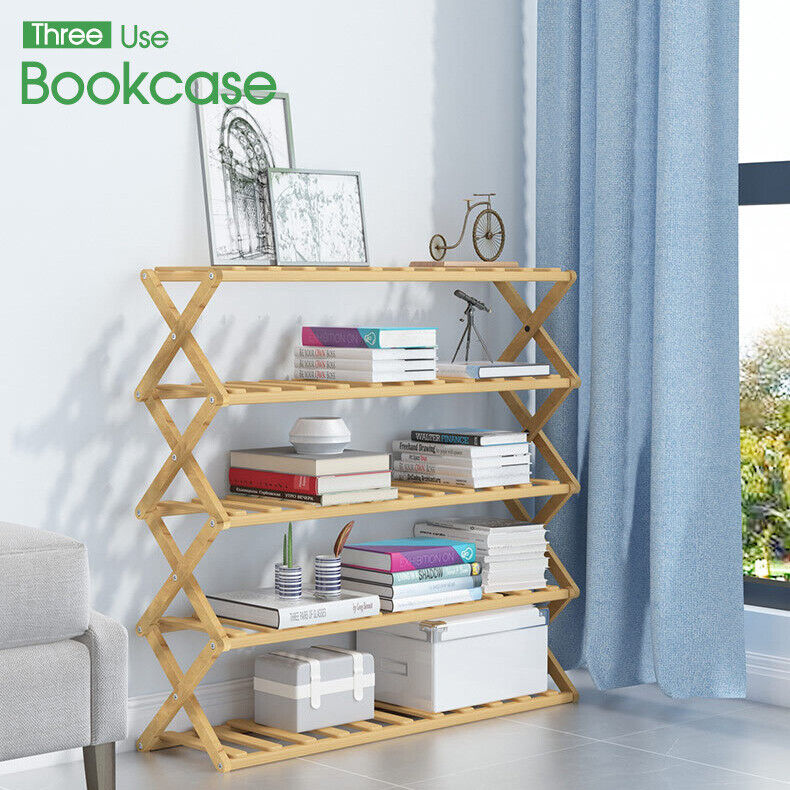 3-6 Tier Folding Shoe Rack Bamboo Wooden Shelf Stand Storage Organizer Cabinet