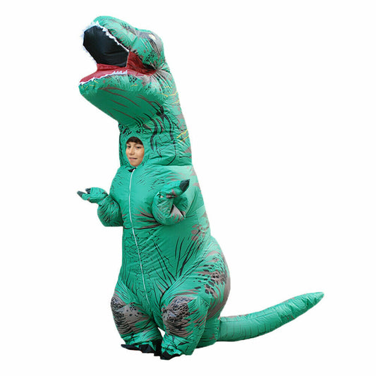 Green T Rex Child Inflatable Trex Dinosaur Costume Kids Boys Jurassic Blow Up T-Rex
