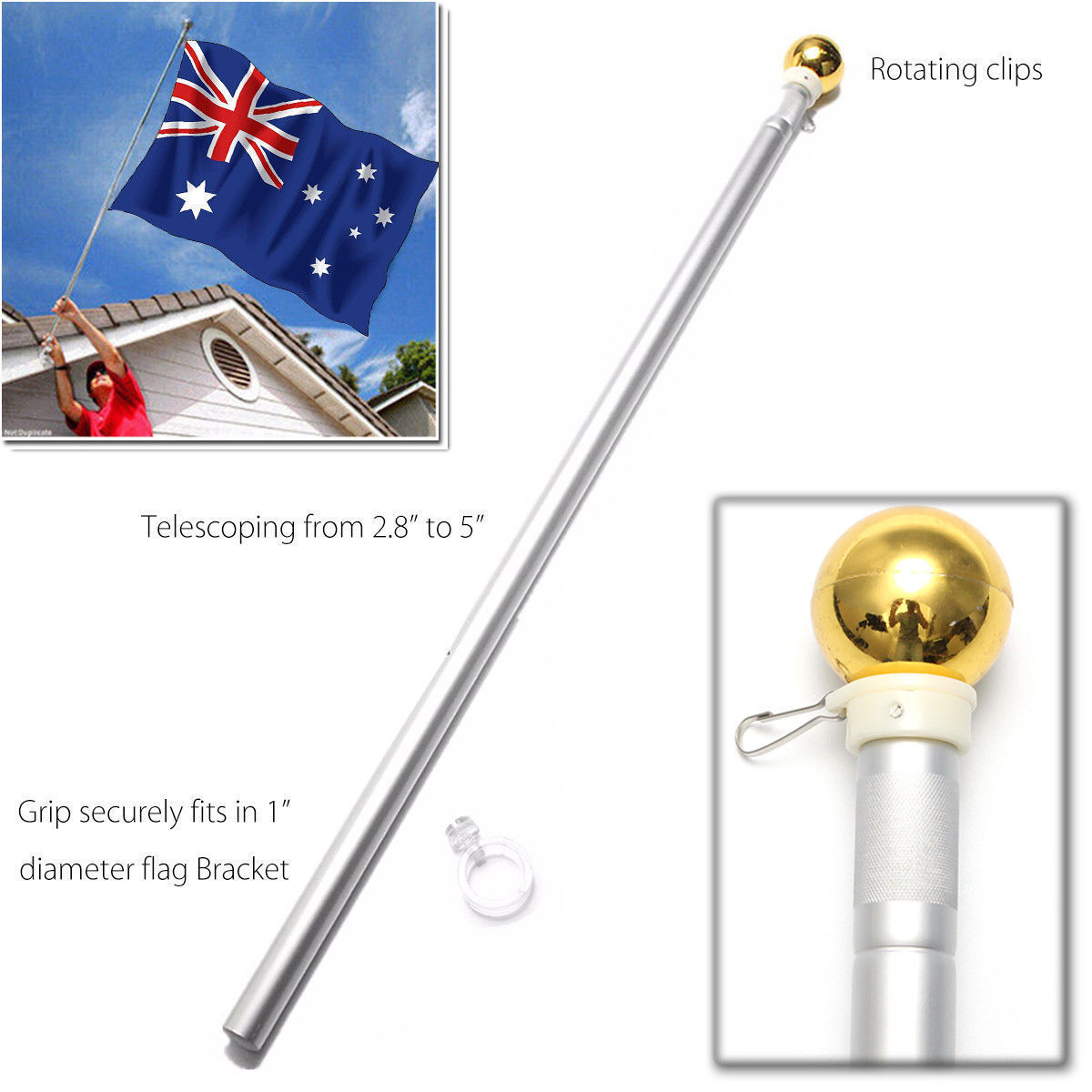 Australian Aussie Flag Pole Flagpole Full Set 7.1M meter Aluminium