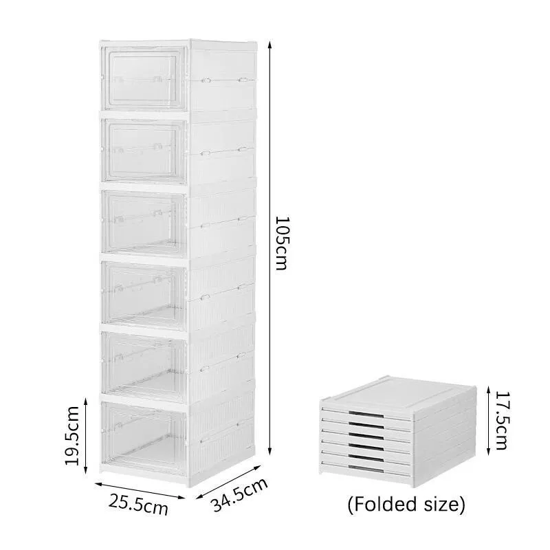 SHOE BOX STORAGE CASE CLEAR BOXES FOLDABLE STACKABLE TRANSPARENT ORGANIZER