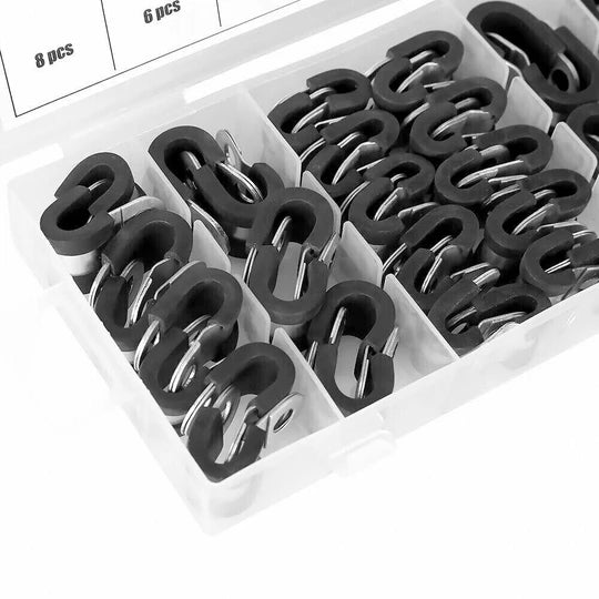 42X EPDM RUBBER LINED P CLIPS CABLE HOSE PIPE CLAMPS HOLDER AIR CLIP CLAMP