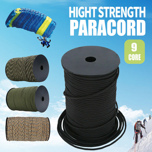 9 Strand Core Rope-100M 550 Paracord Parachute Cord Lanyard Mil Spec Type III