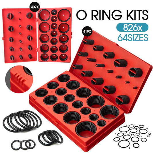 826PCS INDUSTRIAL RUBBER O RING ASSORTMENT KIT SET 419 METRIC & 407 IMPERIAL