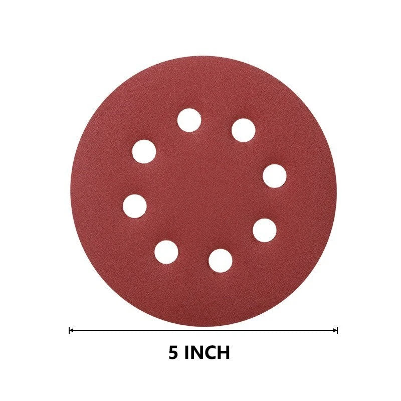 125mm 5" Sanding Discs 8-Hole 60-3000 Grit Orbital Sander Pads Sandpaper 100pcs