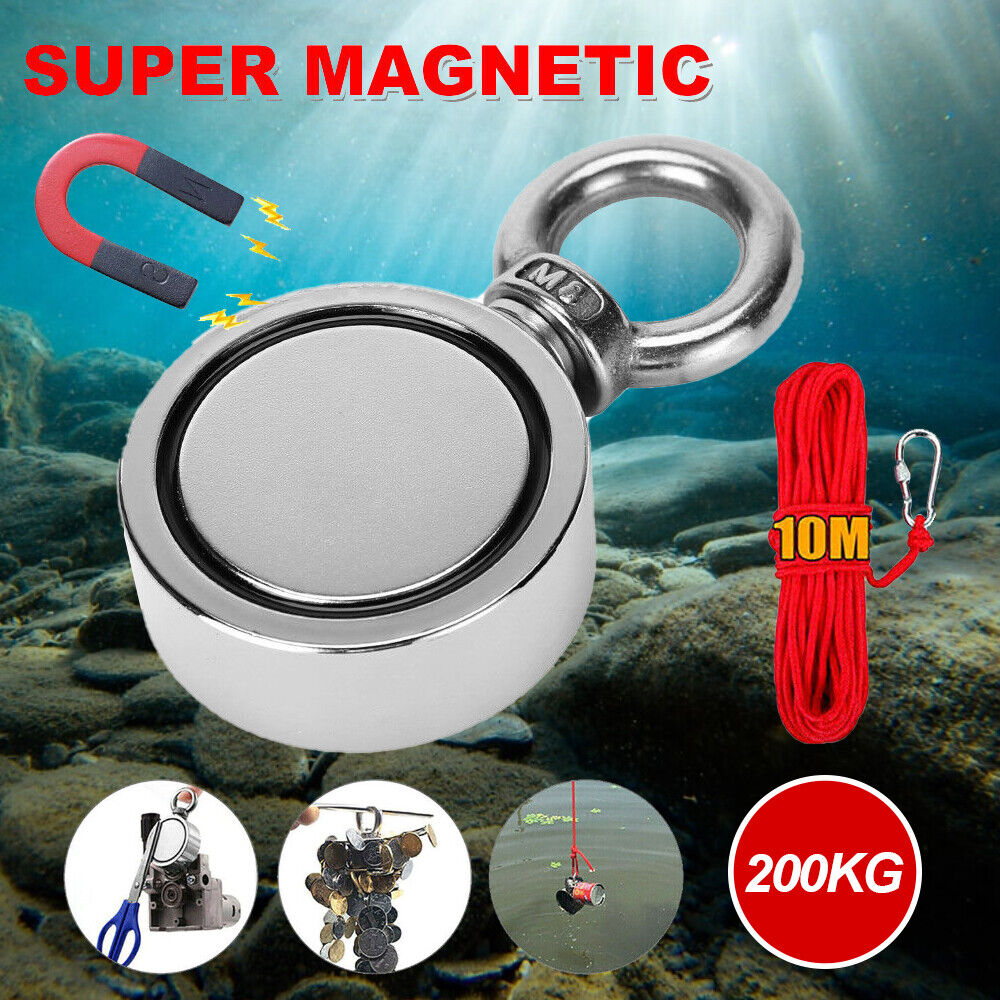 200KG SALVAGE STRONG RECOVERY MAGNET NEODYMIUM TREASURE METAL HUNTING FISHING