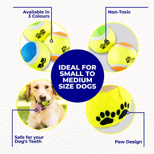 Pet Tennis Balls 3 Pcs Tooth Chew Interactive Play Fetch Game Fun & Exercise