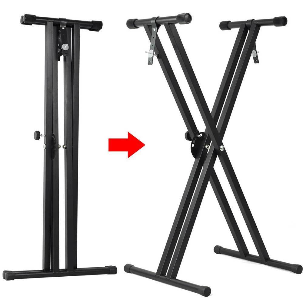 Folding Double Braced X Style Adjustable Music Piano Keyboard Stand