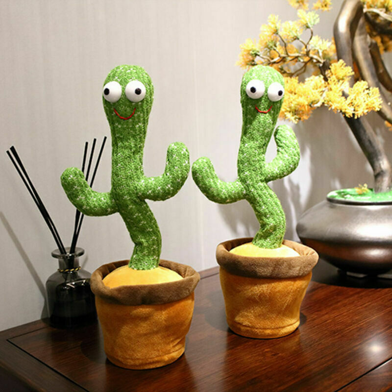 Bring Joy Dancing Cactus Plush Toy Doll USB Electronic Recording Shake With Song