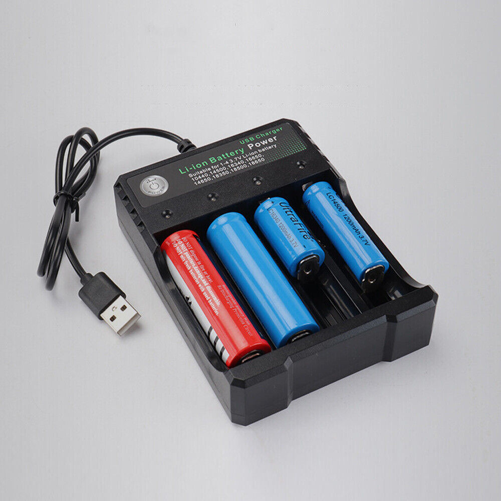 NEW 4 Slots Independent Li-ion Battery USB Smart Charger Indicator 4.2V 1000mA