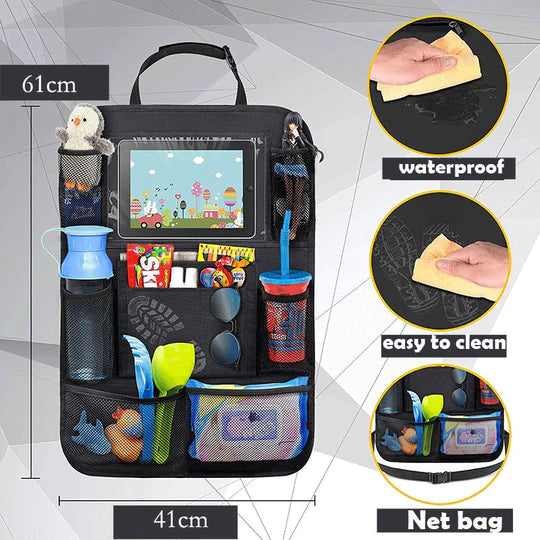 Car Seat Back Organiser Tidy Organizer Travel Kid Storage Bag Pocket Cup Holder