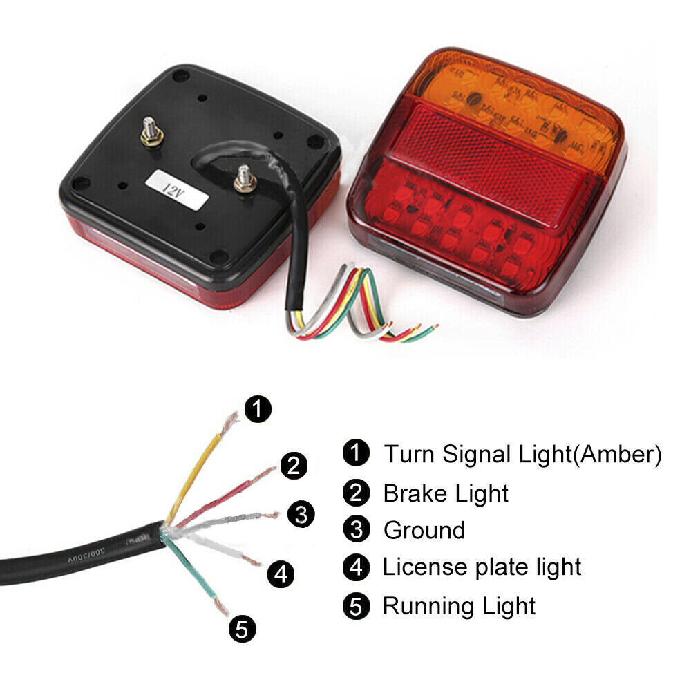 2x 20LED Square Tail Stop Light Indicator Reverse Boat Trucks Caravans Utes New