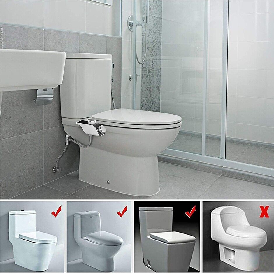 Bidet Toilet Seat Dual Nozzles Self-Cleaning Wash Water Sprayer