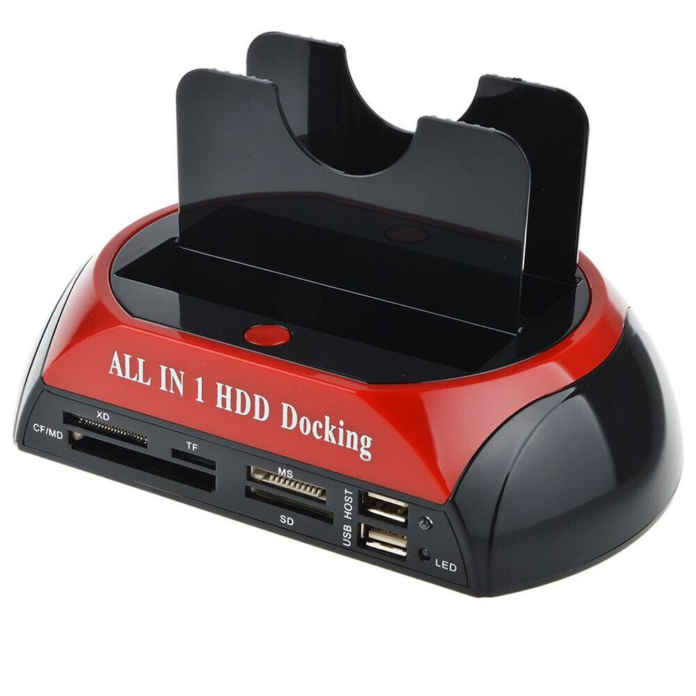 HDD Docking Station Dual 2.5" 3.5" SATA IDE Hard Disk Drive Dock OTB Card Reader