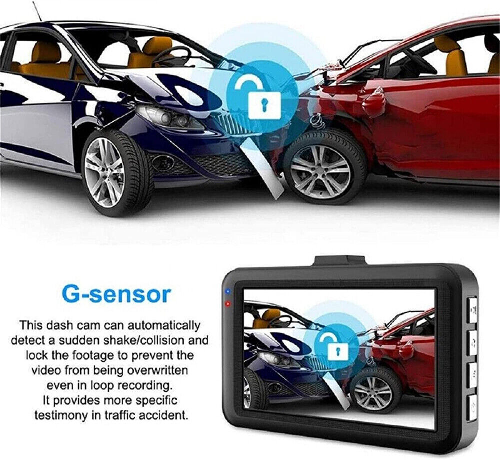 HD 1080P Car DVR 3" Lens Dash Cam Video Recorder Camera G-sensor Night Vision