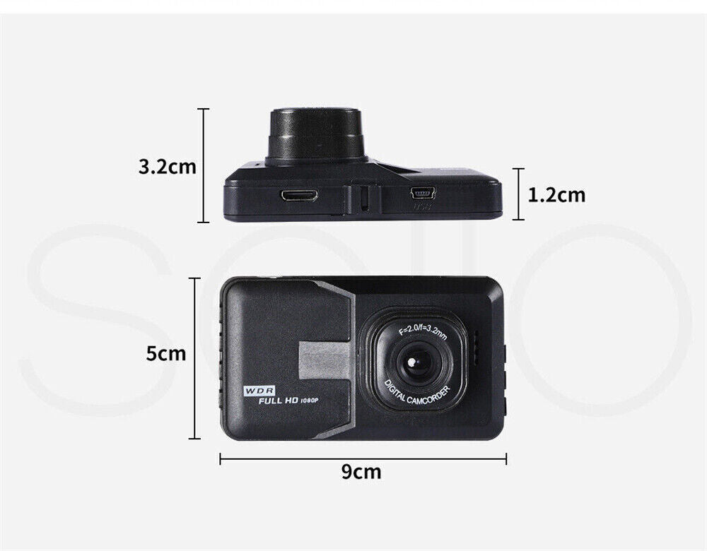 HD 1080P Car DVR 3" Lens Dash Cam Video Recorder Camera G-sensor Night Vision