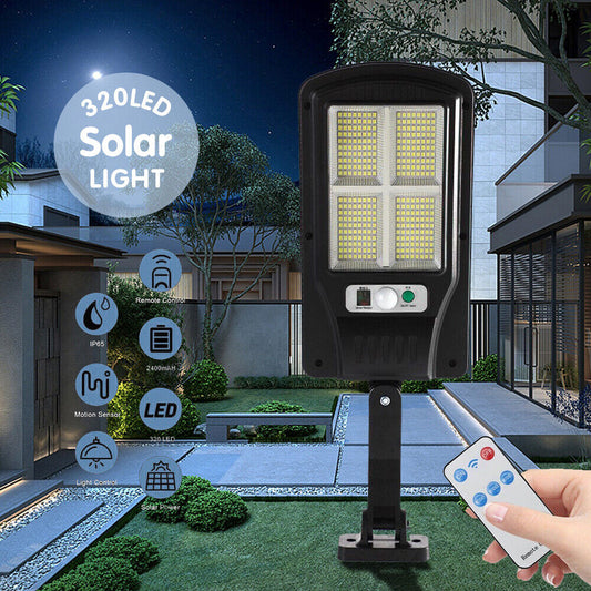 Solar Street 320 LED Light Motion Sensor Remote Outdoor Yard Garden Flood Lamp