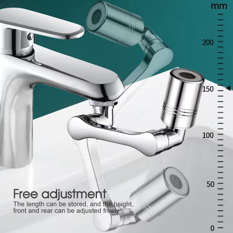 Extension Rotate Robotic Faucet Extender Arm Tap Universal 1080 Swivel Spray