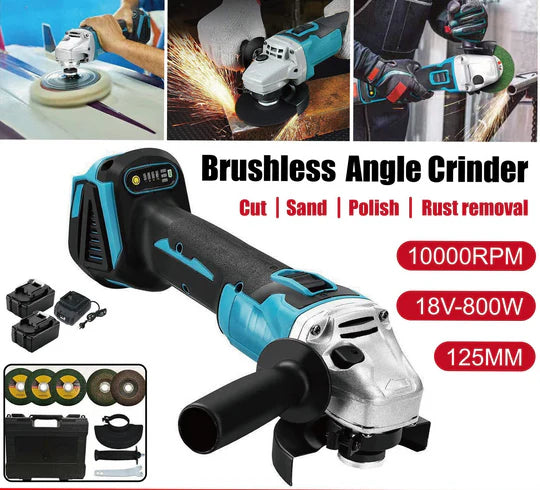 BRUSHLESS CORDLESS ANGLE GRINDER 125MM CUTTING POLISHING，18V BATTERY