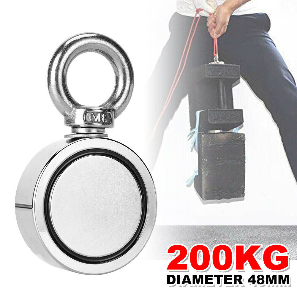 200KG SALVAGE STRONG RECOVERY MAGNET NEODYMIUM TREASURE METAL HUNTING FISHING