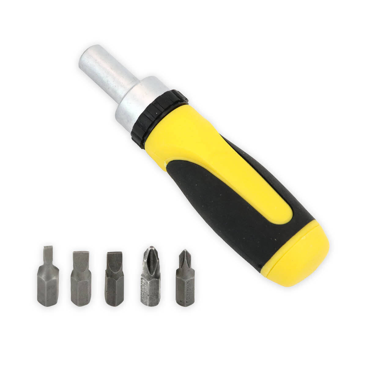 Handy Hardware® Ratchet Screwdriver & Bits Set Magnetic Tip Internal Storage