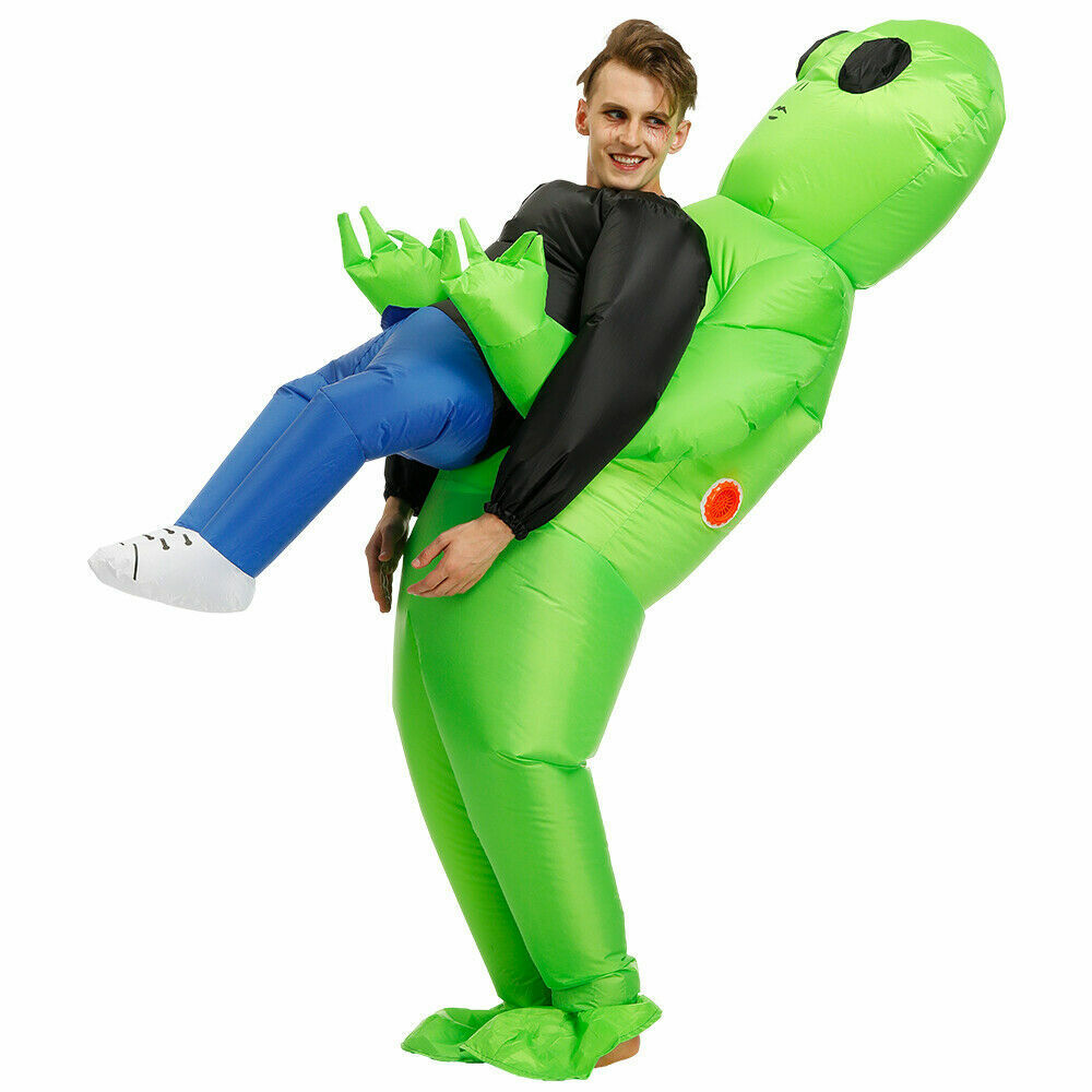 NEW Green Alien Inflatable Costume Scary Halloween Blow Up Suits Party Dress AU