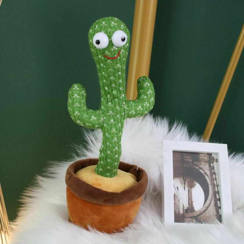 Bring Joy Dancing Cactus Plush Toy Doll USB Electronic Recording Shake With Song