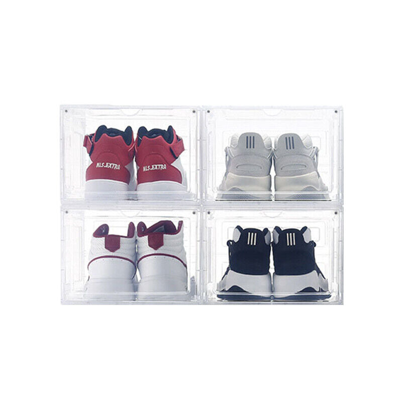 Magnetic Sneaker Drop Front Shoe Box Stackable Storage Clear Plastic Case