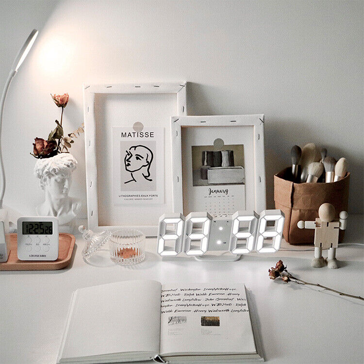 LED Digital Wall Clock Alarm USB Date Temperature Table Desktop Home Decoration