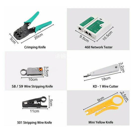 Analyzer Network Cable Tool Kit LAN Crimper Down Wire Stripper Cat5 6 RJ45 BAG