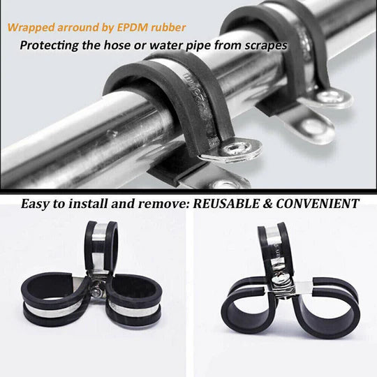 42X EPDM RUBBER LINED P CLIPS CABLE HOSE PIPE CLAMPS HOLDER AIR CLIP CLAMP