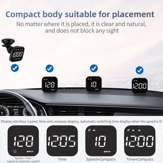 GPS HUD Head Up Display HD Speedometer Compass Speed Alarm For All Car Truck Bus