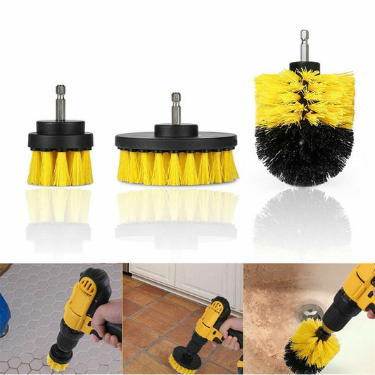 Grout Power Scrubber Cleaning Drill Brush Tub Cleaner Combo Tool Kit Yellow