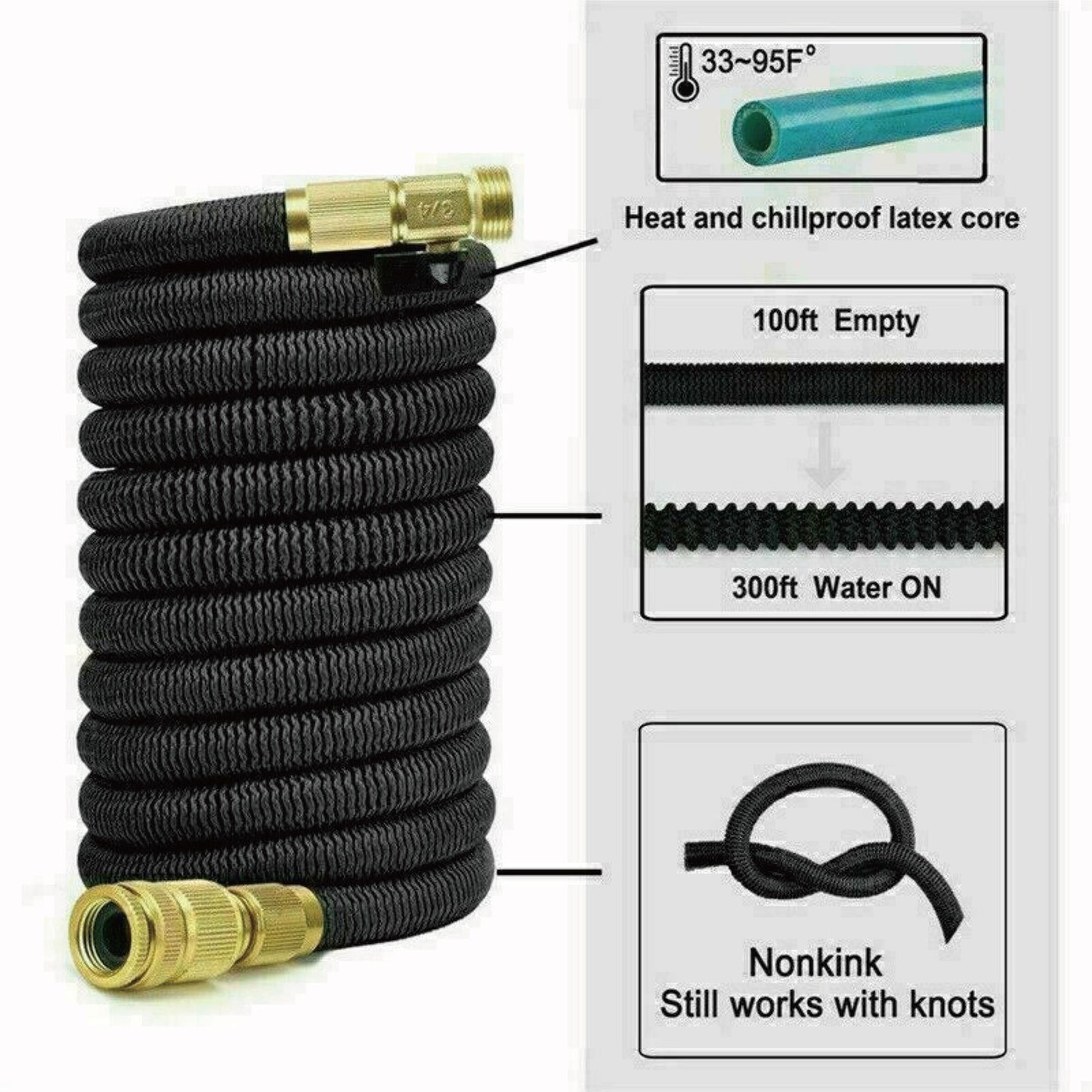 25-100FT Garden Water Hose Flexible Expandable Pipe Car Wash W/ Spray Nozzle Gun