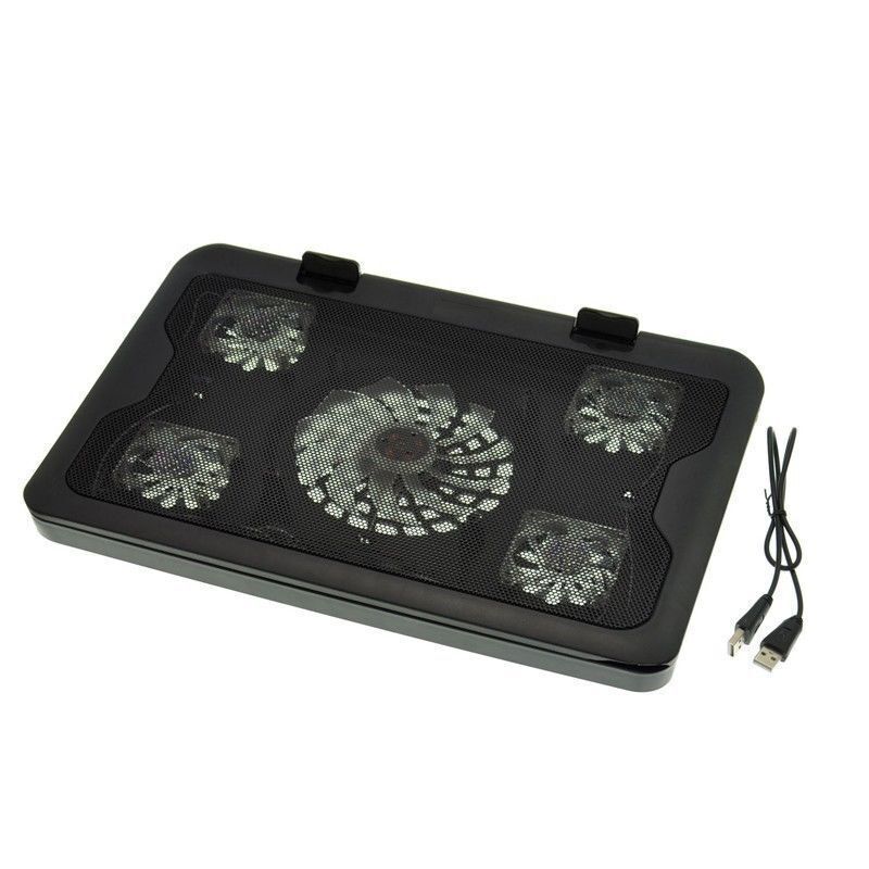 Adjustable Height Laptop Notebook Cooling Pad 5 Fans LED Fit 7"-17" NEW