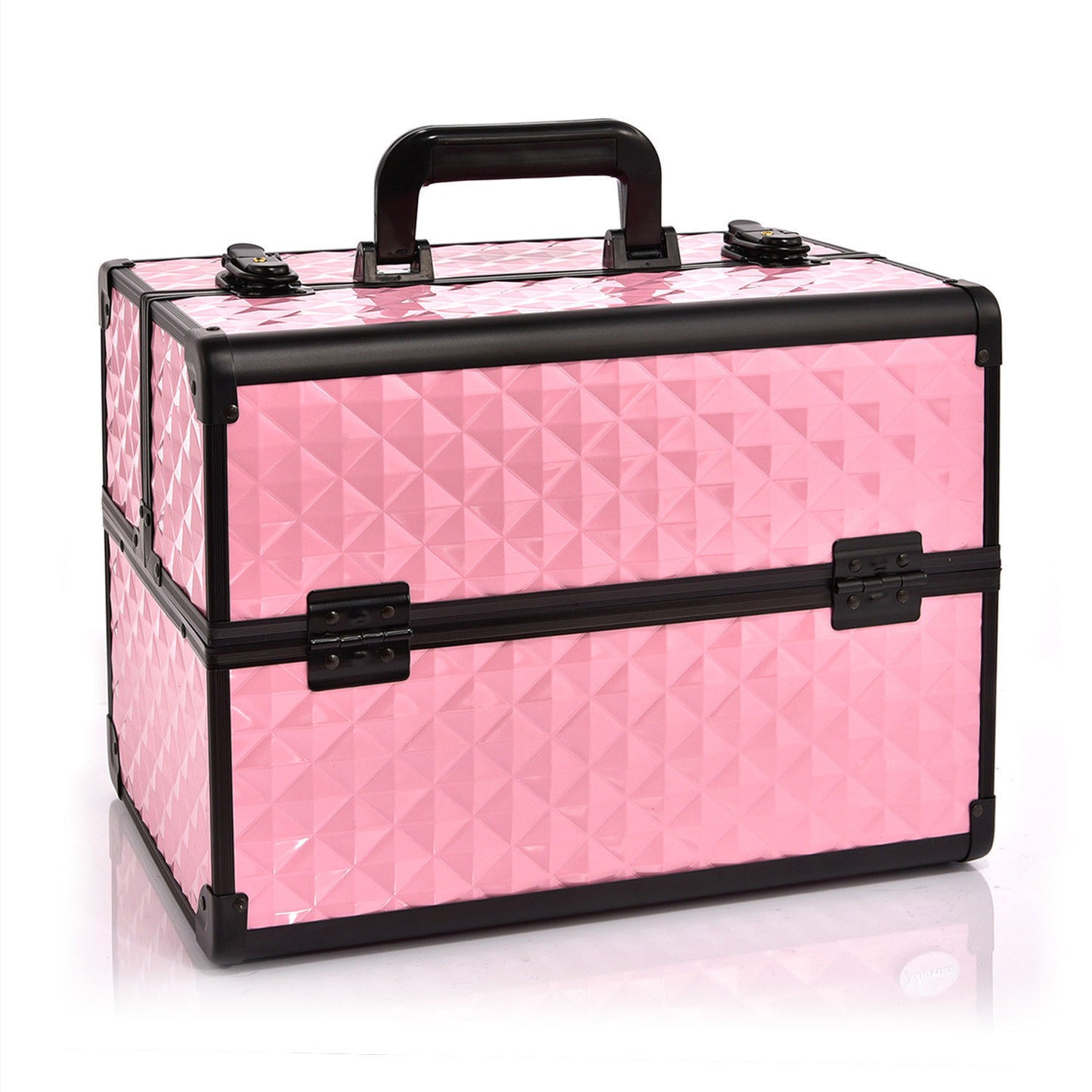 Cosmetic Beauty Makeup Case Carry Bag Organiser Box Strap Travel Portable Pink