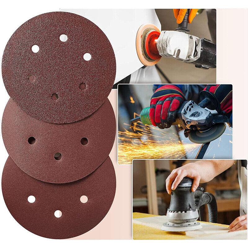 150X 150mm 6" Sanding Discs Pads 60 - 240 Grit Mixed Orbital Sander Sandpaper