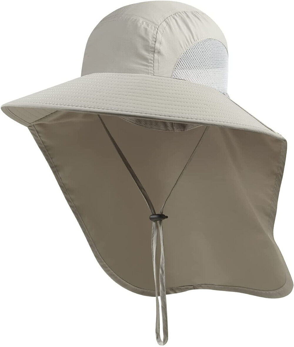 Mens Neck Flap Hat Wide Brim Unisex Hiking Fishing Sun Protection Outdoor Cap