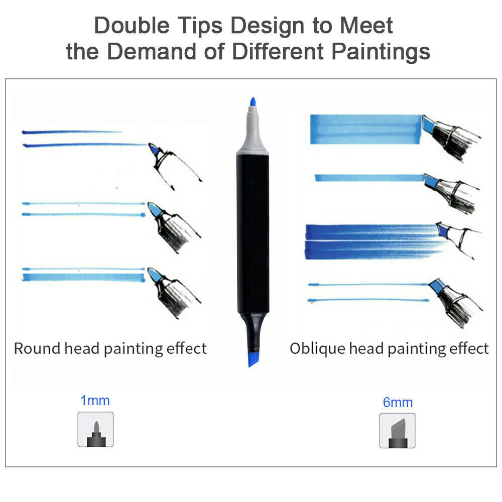 80PCS Marker Pen Set Dual Heads Graphic Artist Craft Sketch TOUCH Markers