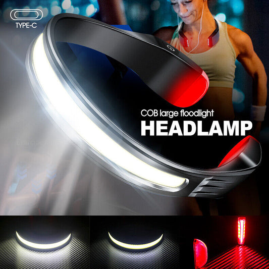 1000LM COB Powerful Headlamp USB C Rechargeable Flashlight Portable Strong Light