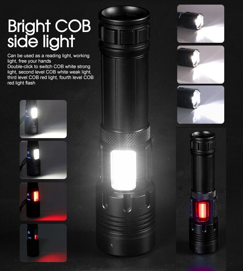 9900000Lumens Super Bright Tactical Flashlight Zoomable Rechargeable Torch Light