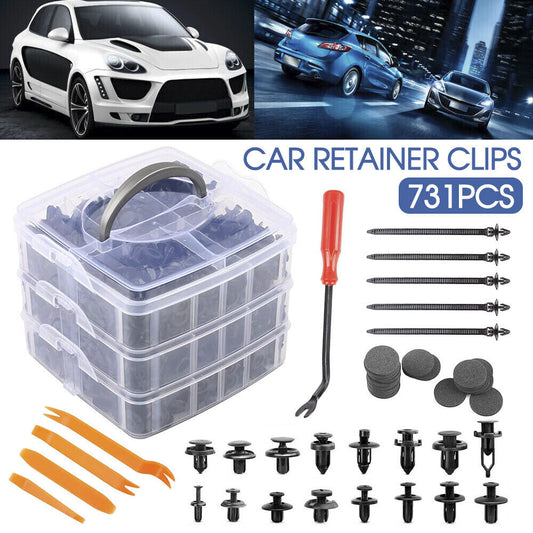 731x Car Trim Body Clips Kit Rivets Retainer Auto Panel Bumper Plastic Fastener