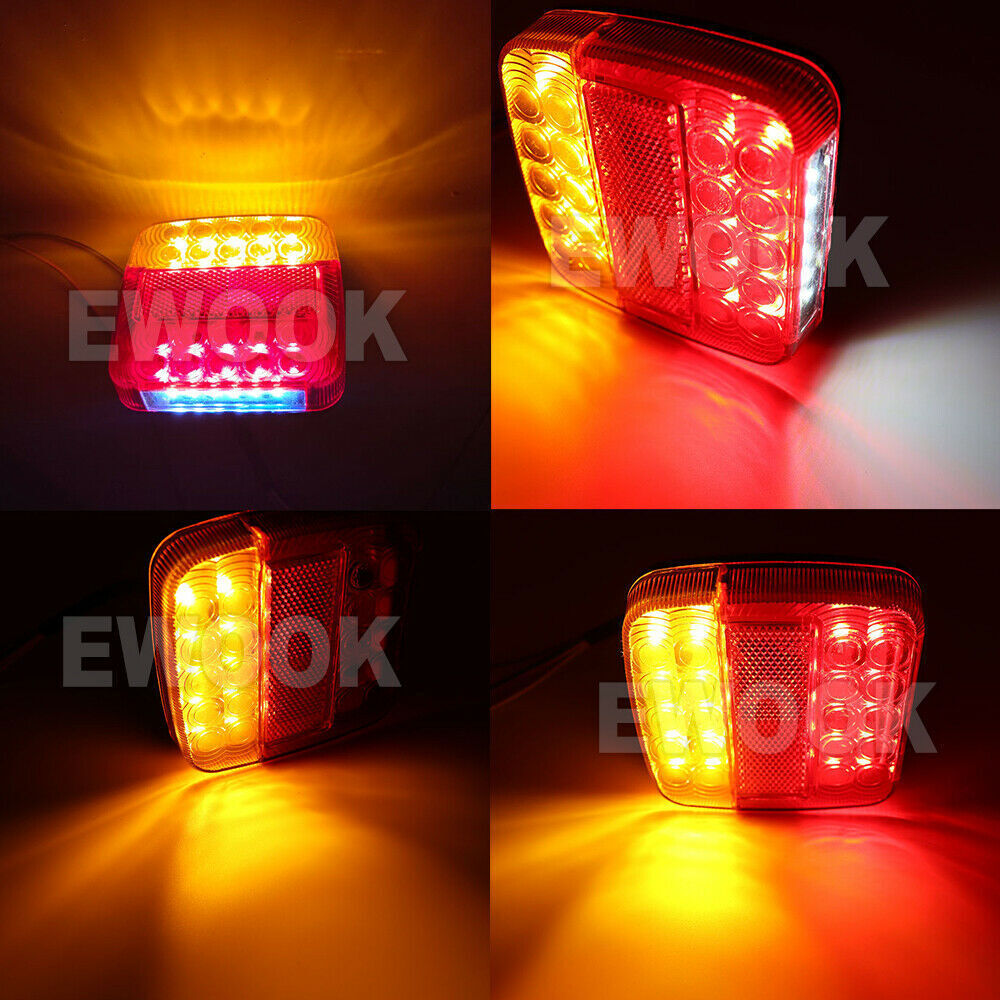 2x 20LED Square Tail Stop Light Indicator Reverse Boat Trucks Caravans Utes New