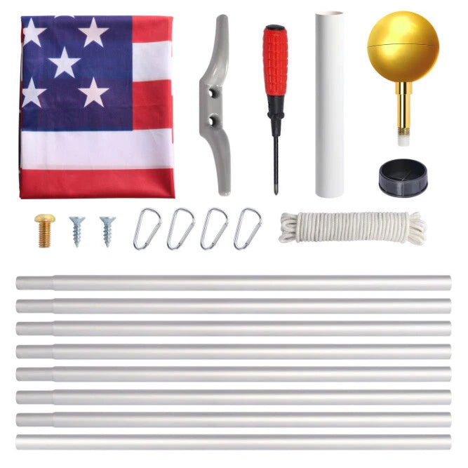 6.2M Aluminum Australia Flag Pole Australian Flagpole Ball Top Kit Full Set