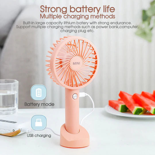 Mini Portable Hand-held Desk Fan Cooling Cooler USB Air Rechargeable 3 Speed