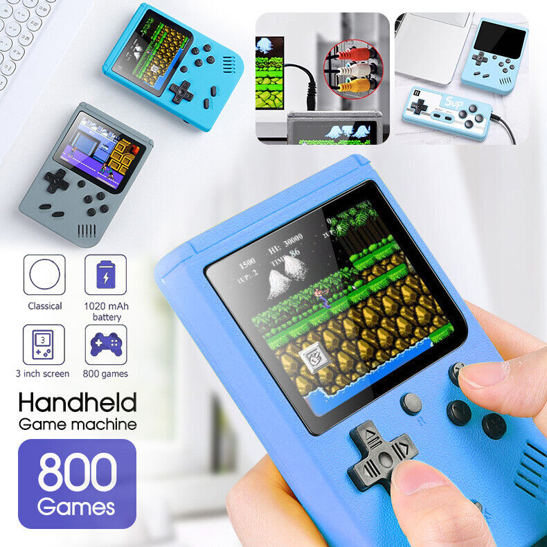 Blue Handheld Game Console Retro Video Game boy Game Toy Built-in 500 Games Kids